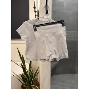IVL gray bike shorts cropped tee. Size small set